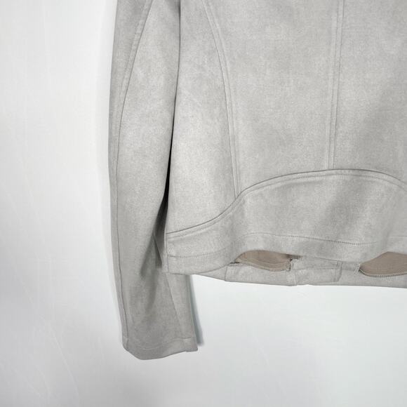 Bagatelle Collection Womens Medium M Gray Faux Suede Moto Jacket Asymmetrical - Picture 8 of 14